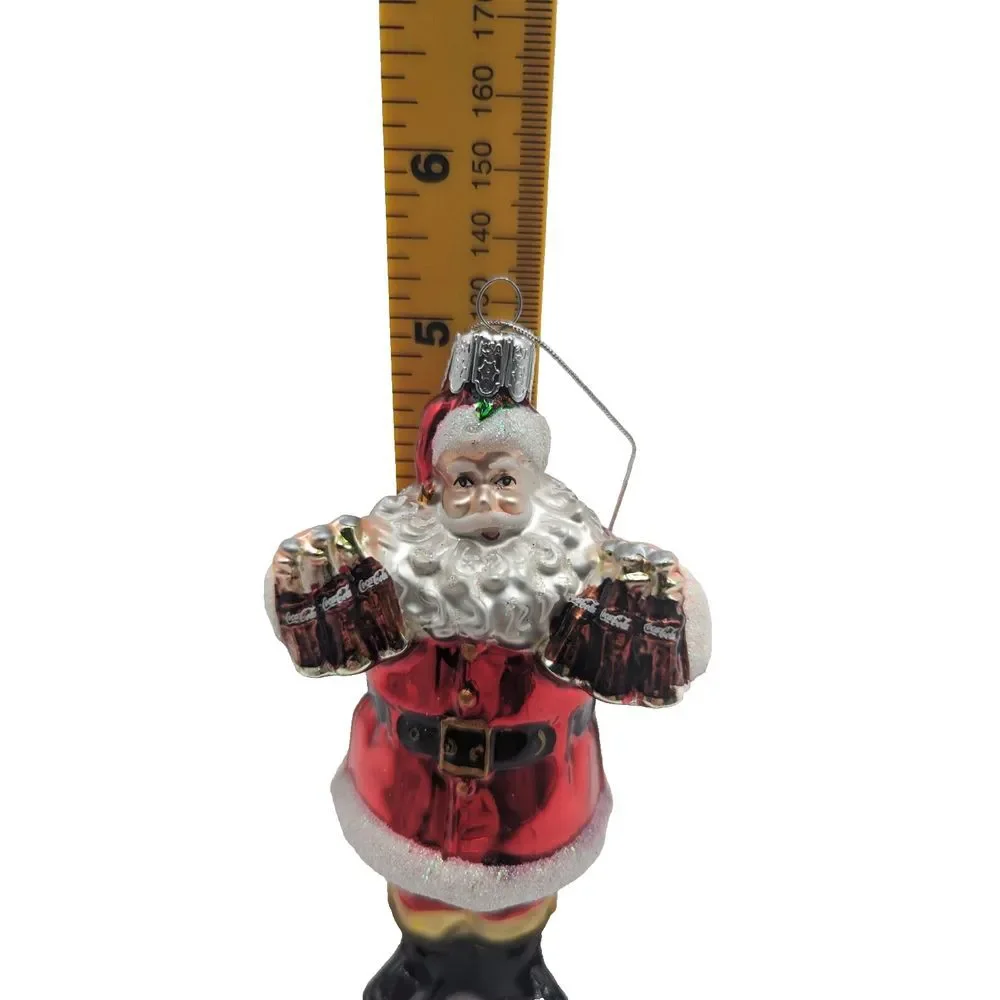 Coca-Cola‎ Kurt Adler Glass Santa Holding 6-Packs Holiday Christmas Ornament
